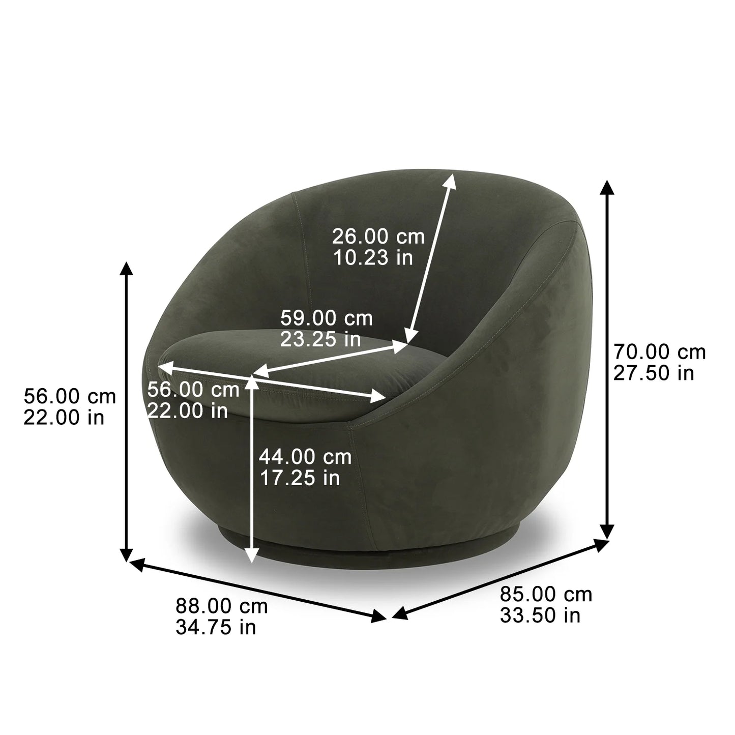 NobleNest™ Swivel Chair Olive Velvet