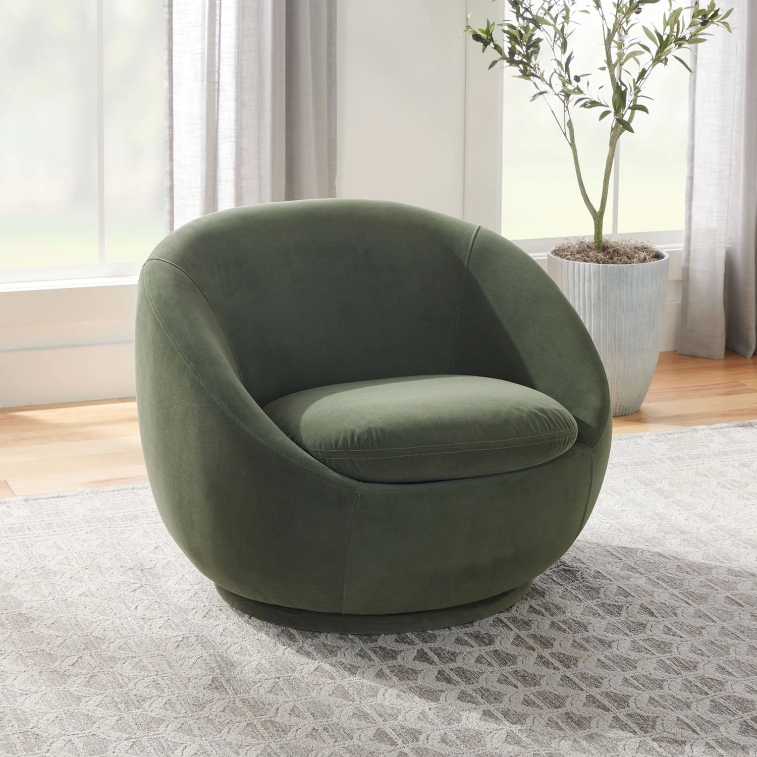 NobleNest™ Swivel Chair Olive Velvet