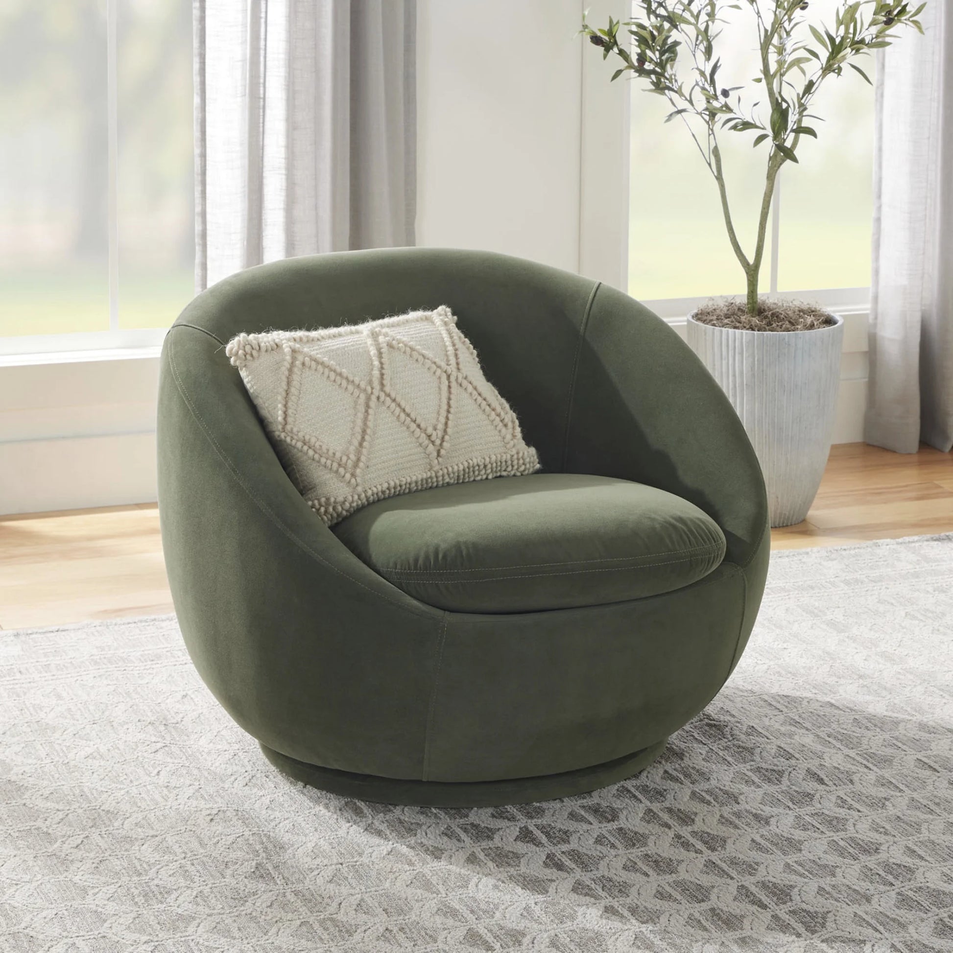 NobleNest™ Swivel Chair Olive Velvet