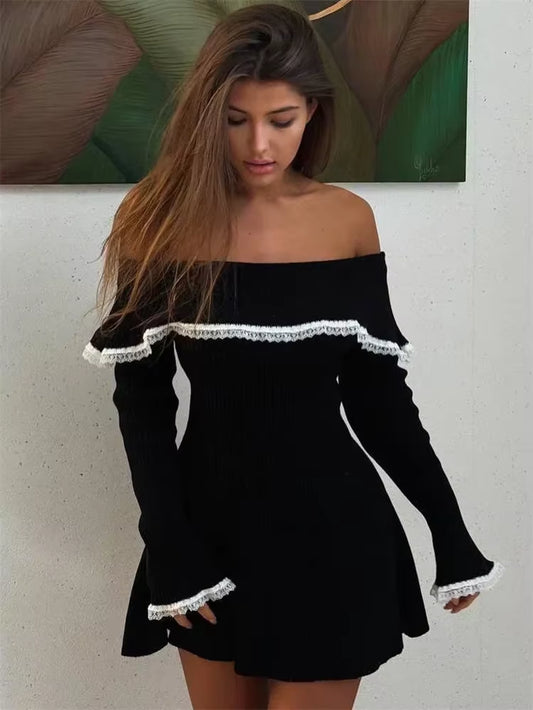Off-Shoulder Knit Sweater Mini Dress